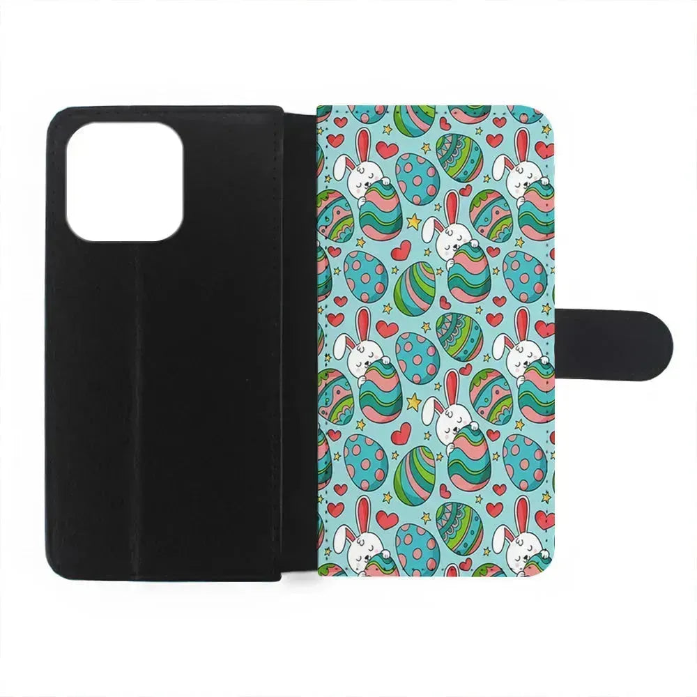 Easter Eggs and Rabbits Pattern iPhone 13 Mini Case-Flip Wallet Case-Xtracase