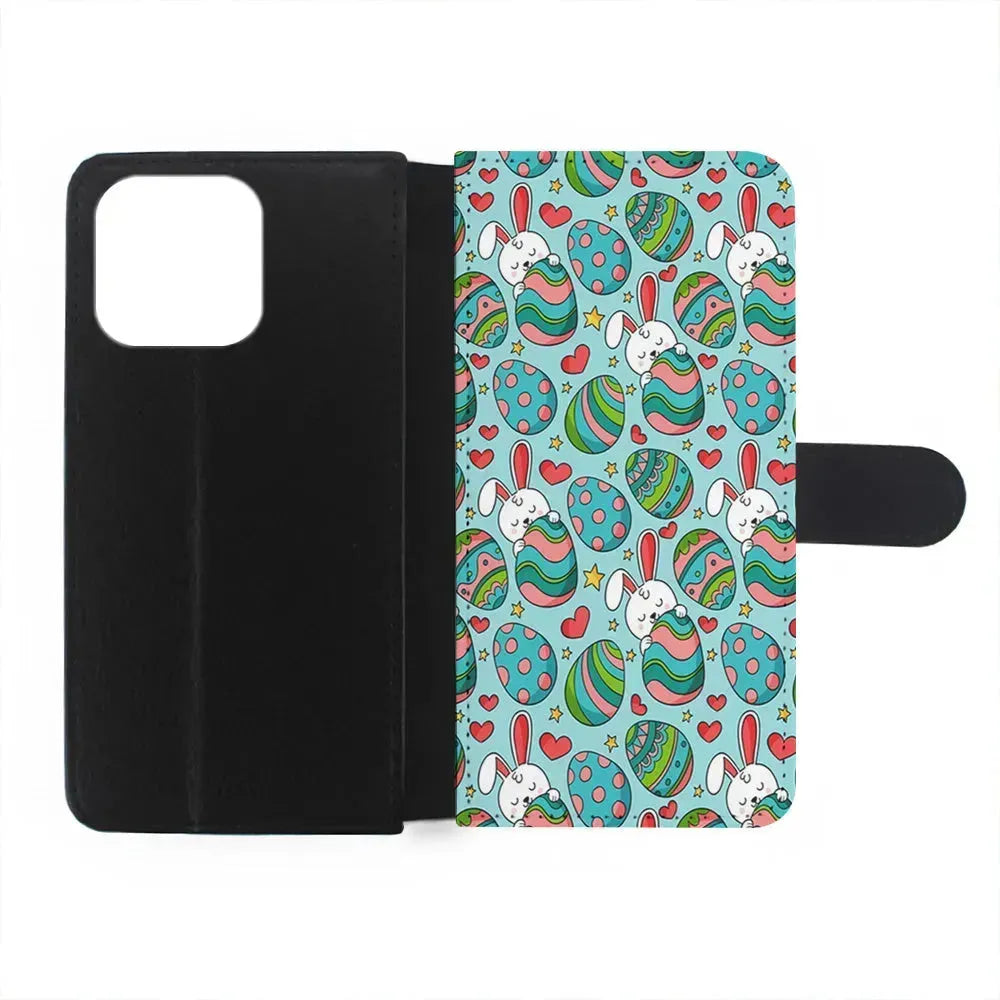 Easter Eggs and Rabbits Pattern iPhone 15 Pro Max Case-Flip Wallet Case-Xtracase