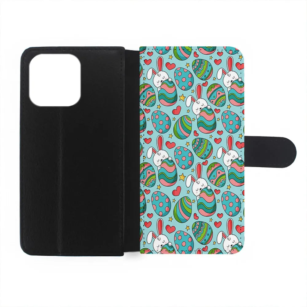 Easter Eggs and Rabbits Pattern iPhone 13 Pro Case-Flip Wallet Case-Xtracase