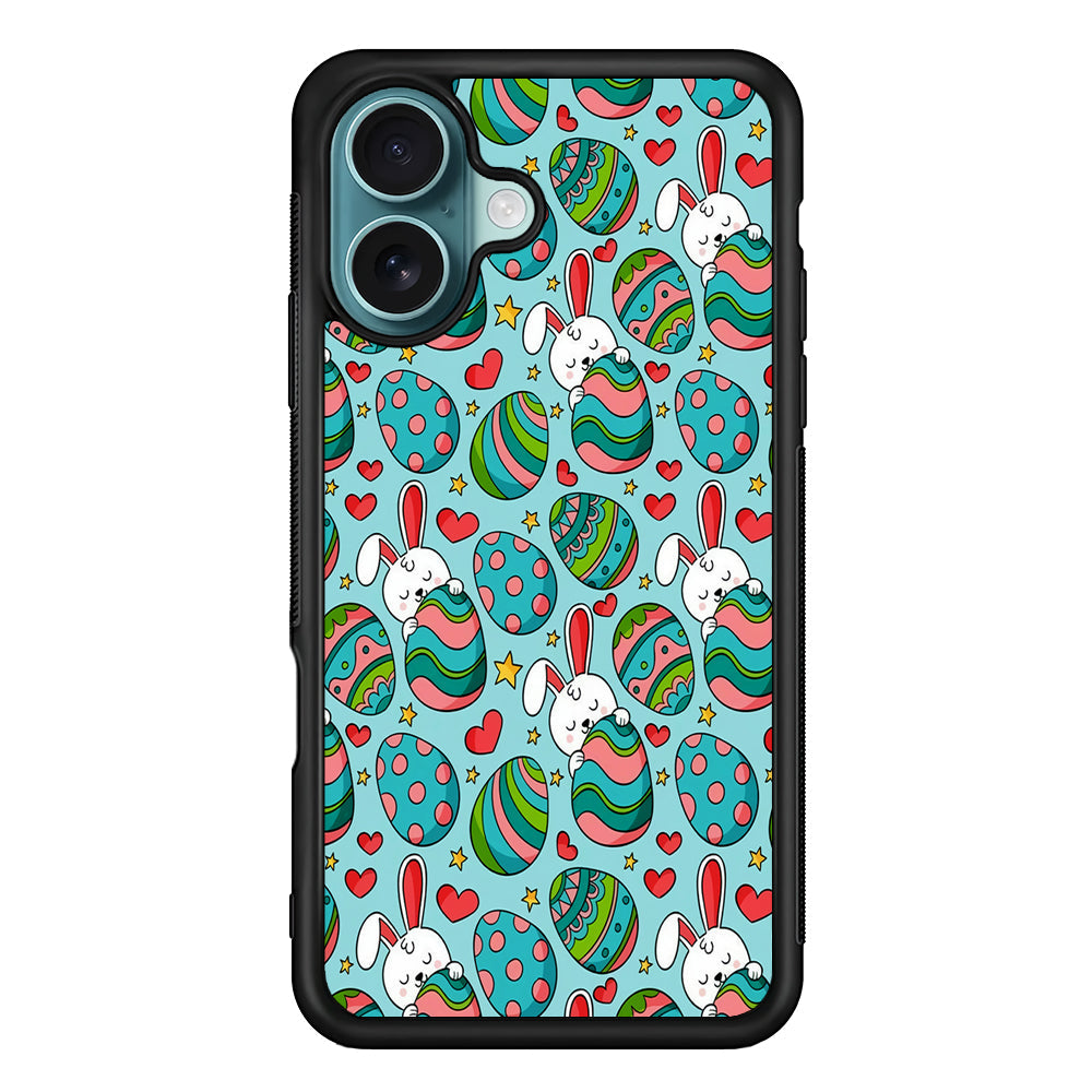 Easter Eggs and Rabbits Pattern iPhone 16 Plus Case - Xtracase