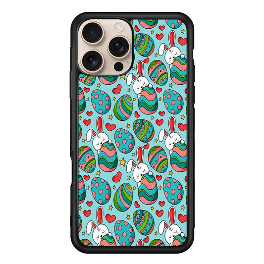 Easter Eggs and Rabbits Pattern iPhone 16 Pro Max Case - iPhone 16 Pro Max