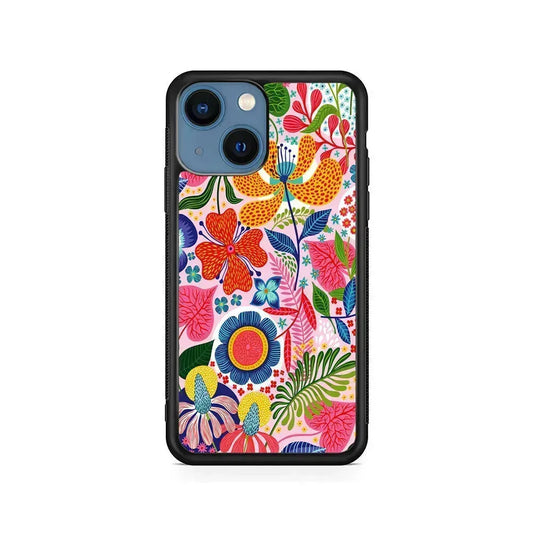 Exotic Floral Aesthetic iPhone 13 Mini Case-Rubber / Black (2D Case)-Xtracase