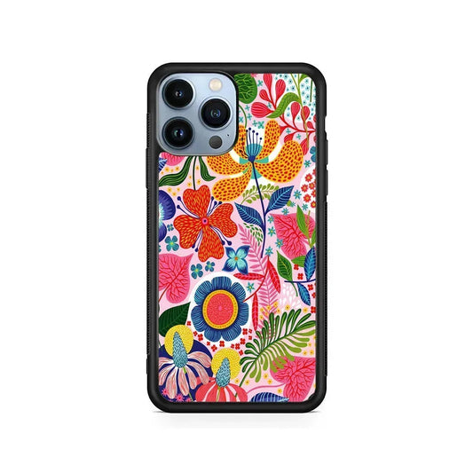 Exotic Floral Aesthetic iPhone 15 Pro Max Case-Rubber / Black (2D Case)-Xtracase