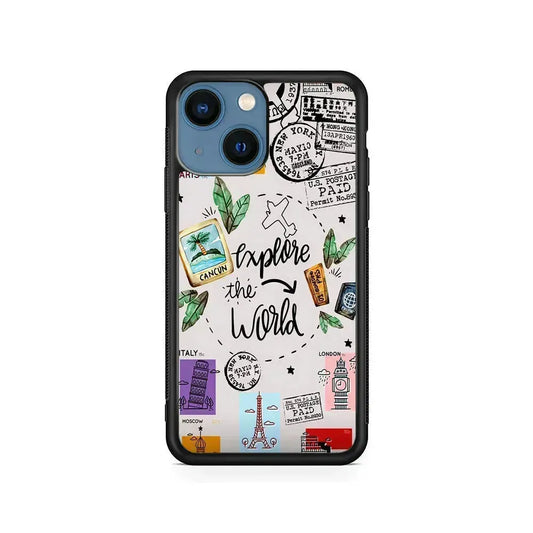 Explore The World Travel iPhone 13 Mini Case-Rubber / Black (2D Case)-Xtracase