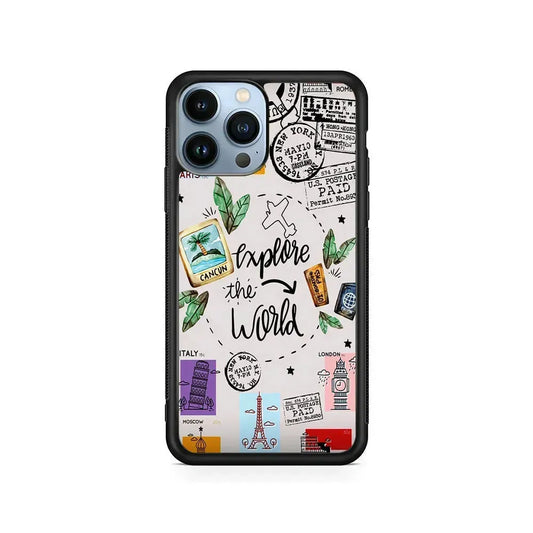 Explore The World Travel iPhone 15 Pro Max Case-Rubber / Black (2D Case)-Xtracase