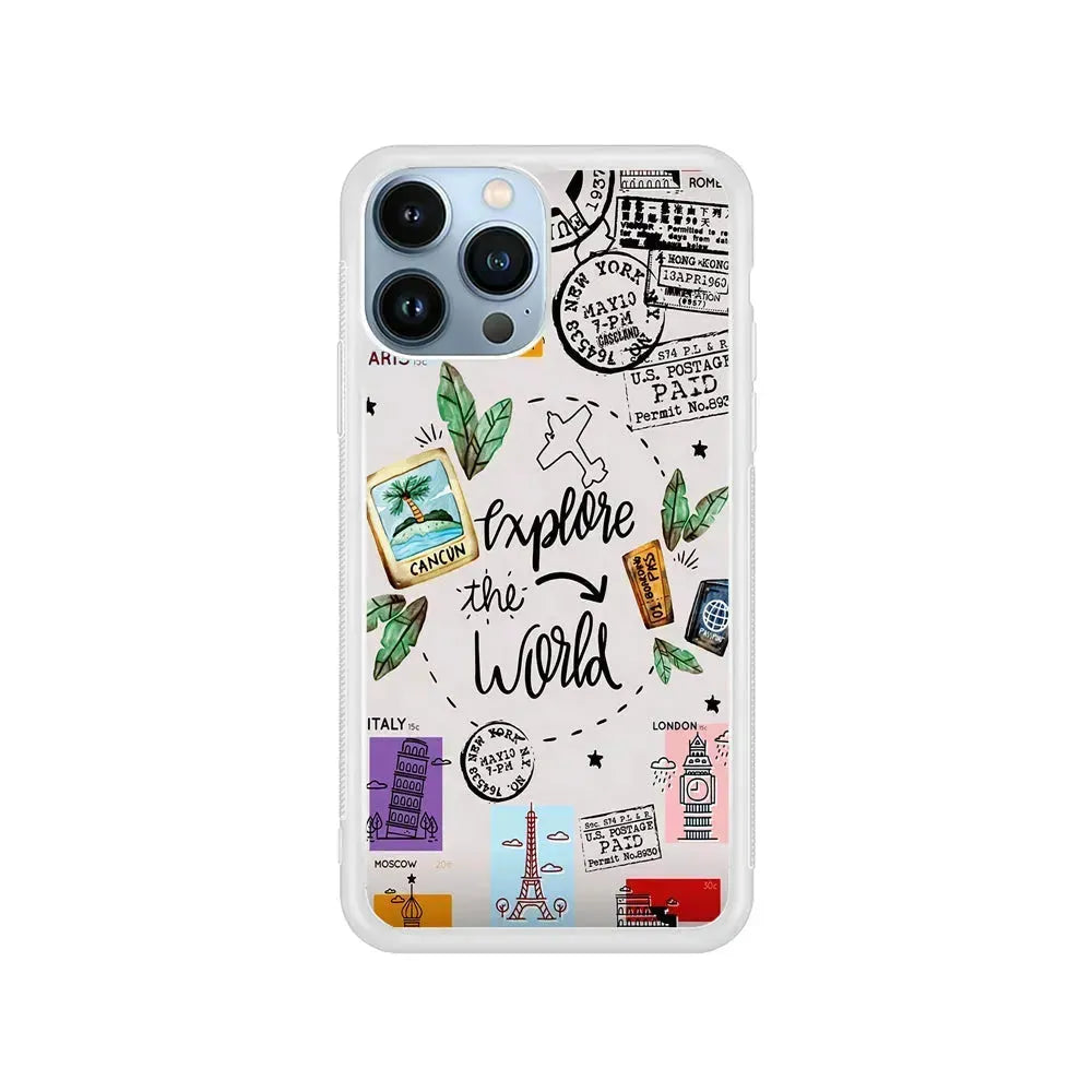 Explore The World Travel iPhone 15 Pro Max Case-Rubber / White (2D Case)-Xtracase