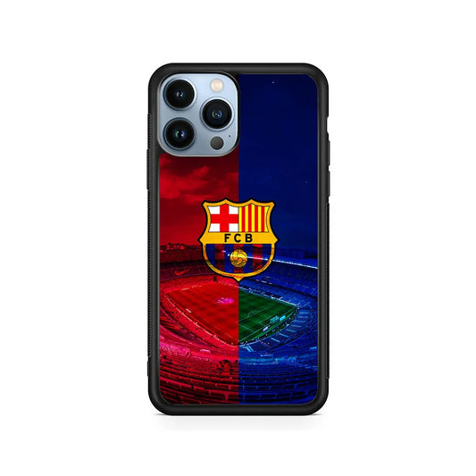 FC Barcelona Stadium iPhone 13 Pro Case-Rubber / Black (2D Case)-Xtracase