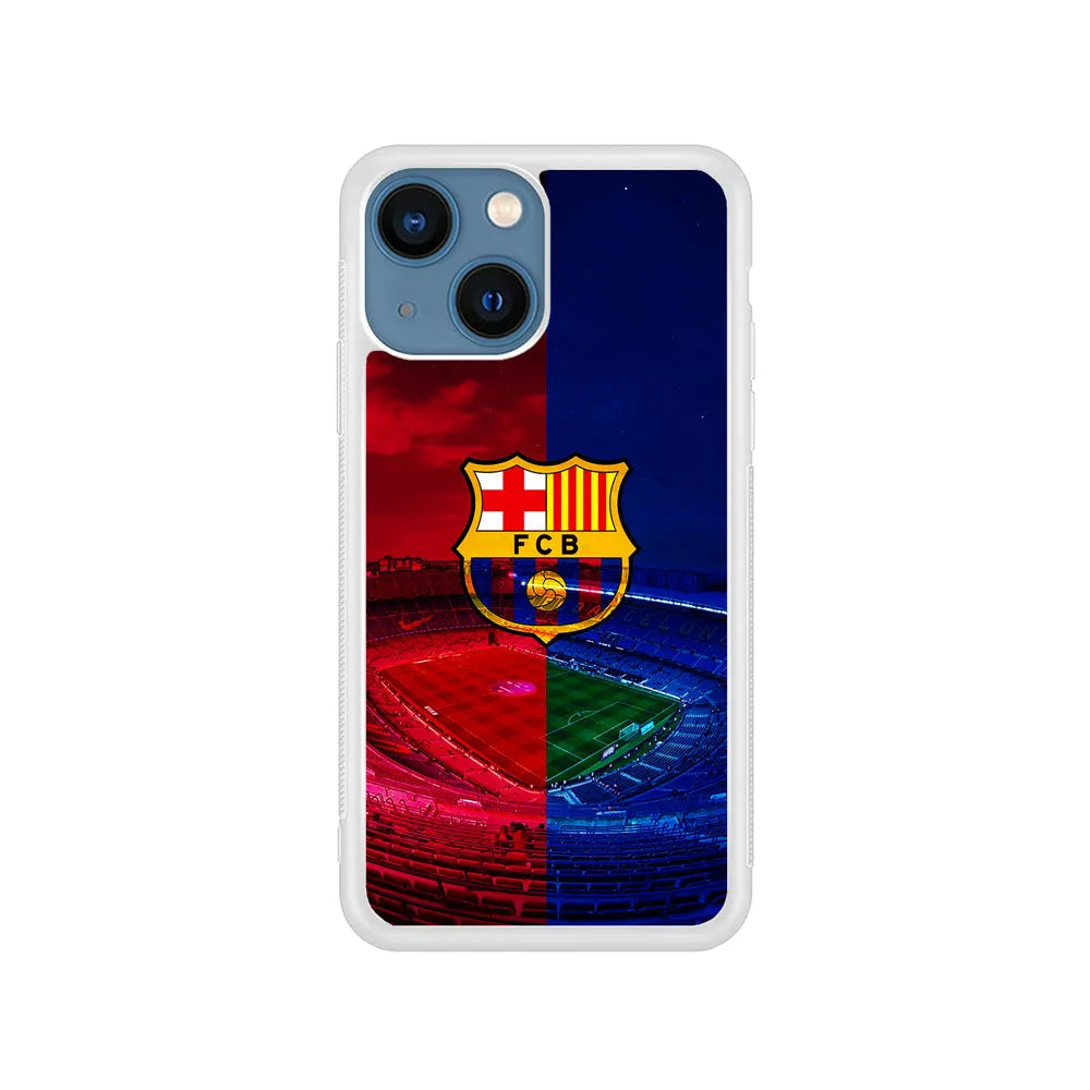 FC Barcelona Stadium iPhone 15 Case-Rubber / White (2D Case)-Xtracase