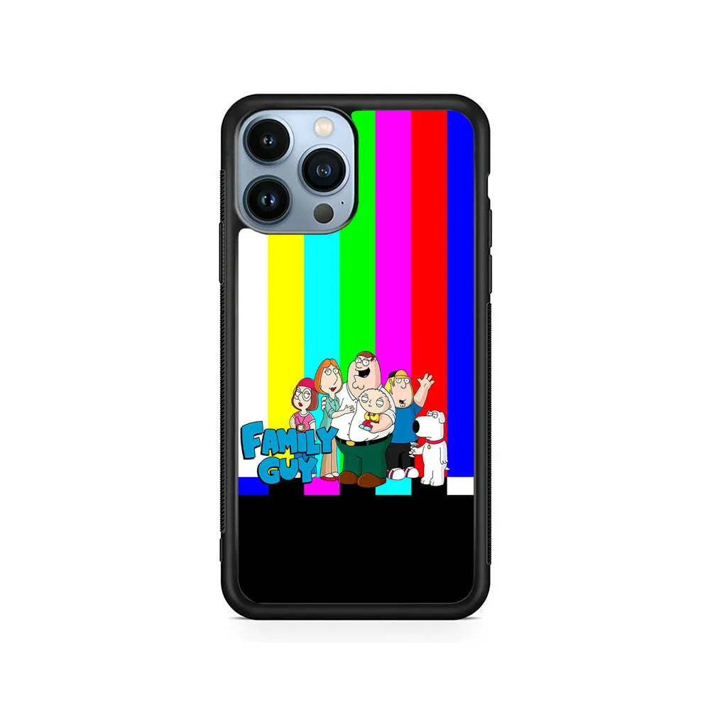 Family Guy Colorful iPhone 13 Pro Case-Rubber / Black (2D Case)-Xtracase