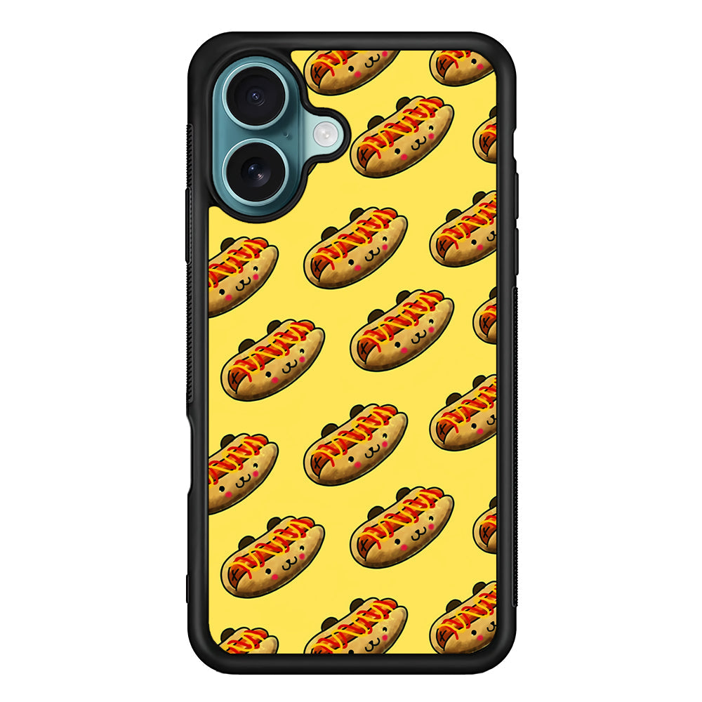 Fast Food Hot Dog Pattern iPhone 16 Plus Case - Xtracase