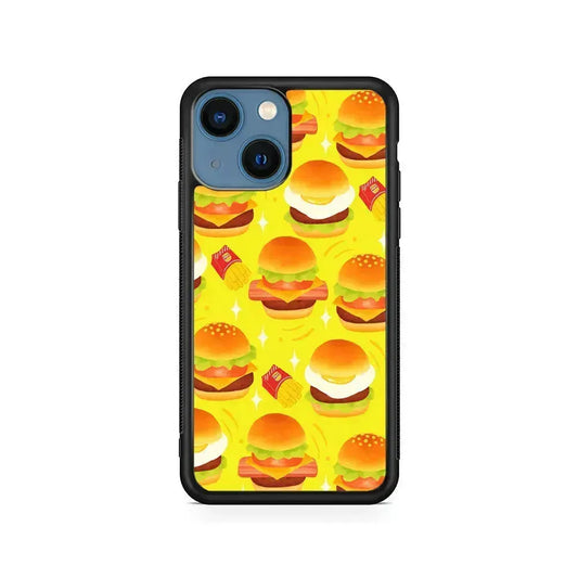 Fast Food Snack Burger iPhone 13 Mini Case-Rubber / Black (2D Case)-Xtracase