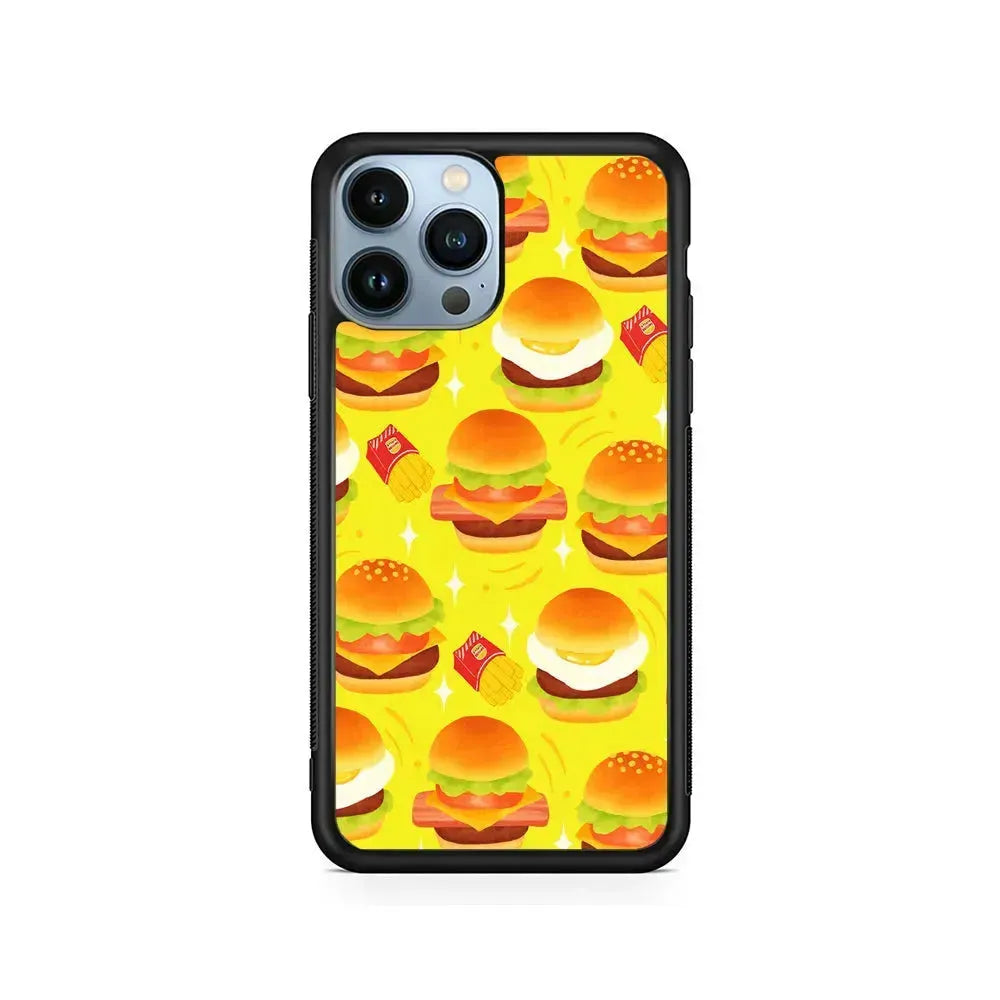 Fast Food Snack Burger iPhone 15 Pro Max Case-Rubber / Black (2D Case)-Xtracase
