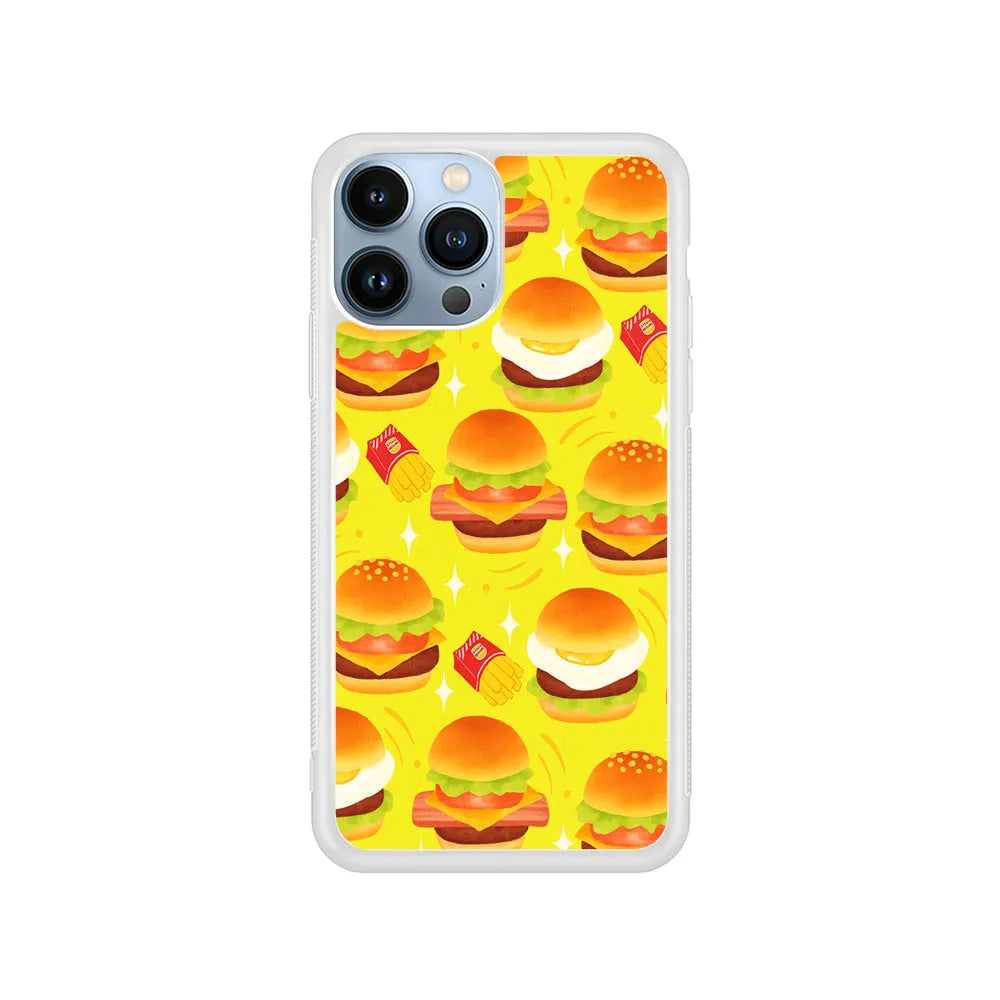 Fast Food Snack Burger iPhone 13 Pro Case-Rubber / White (2D Case)-Xtracase