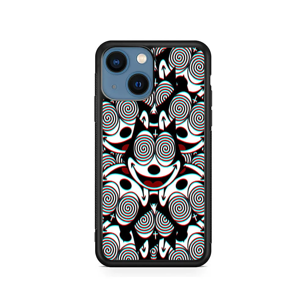 Felix The Cat Hypnotic iPhone 15 Case-Rubber / Black (2D Case)-Xtracase