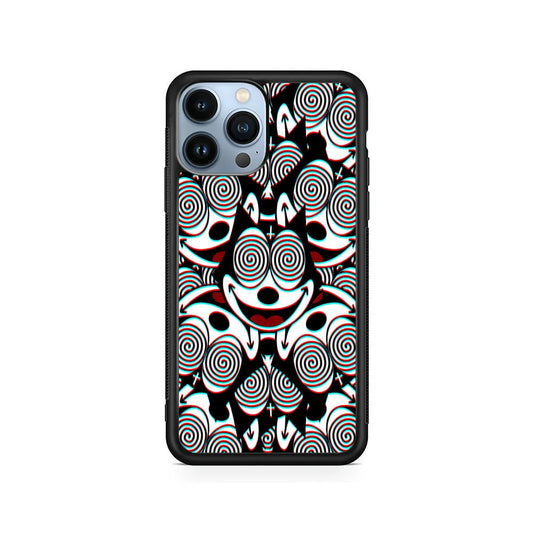 Felix The Cat Hypnotic iPhone 13 Pro Max Case-Rubber / Black (2D Case)-Xtracase