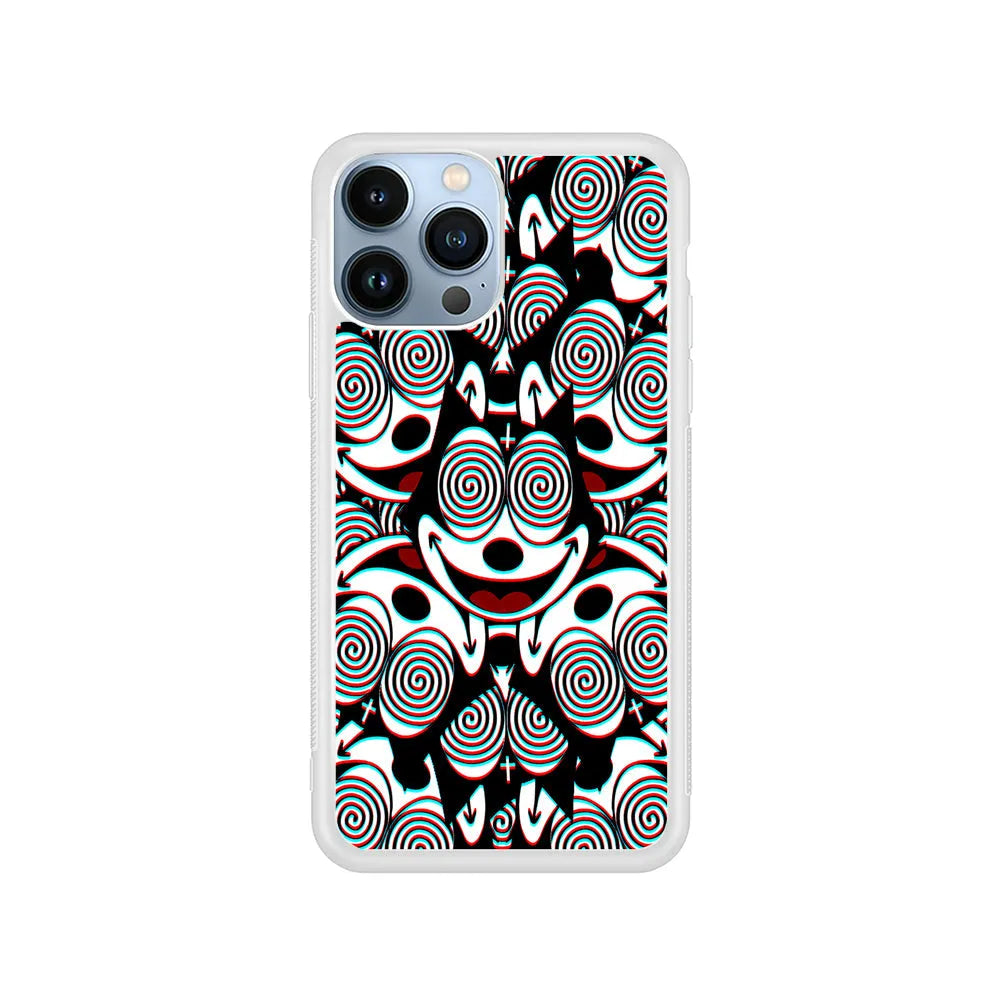 Felix The Cat Hypnotic iPhone 13 Pro Case-Rubber / White (2D Case)-Xtracase