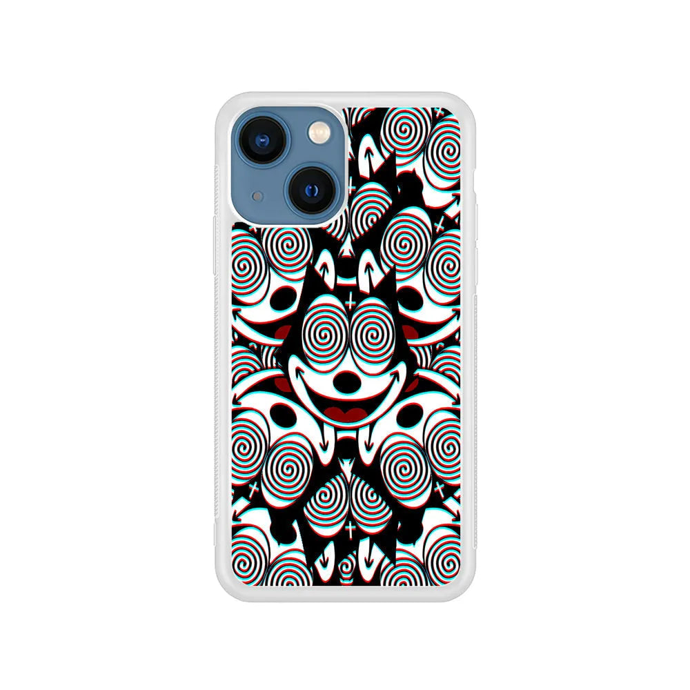 Felix The Cat Hypnotic iPhone 15 Case-Rubber / White (2D Case)-Xtracase