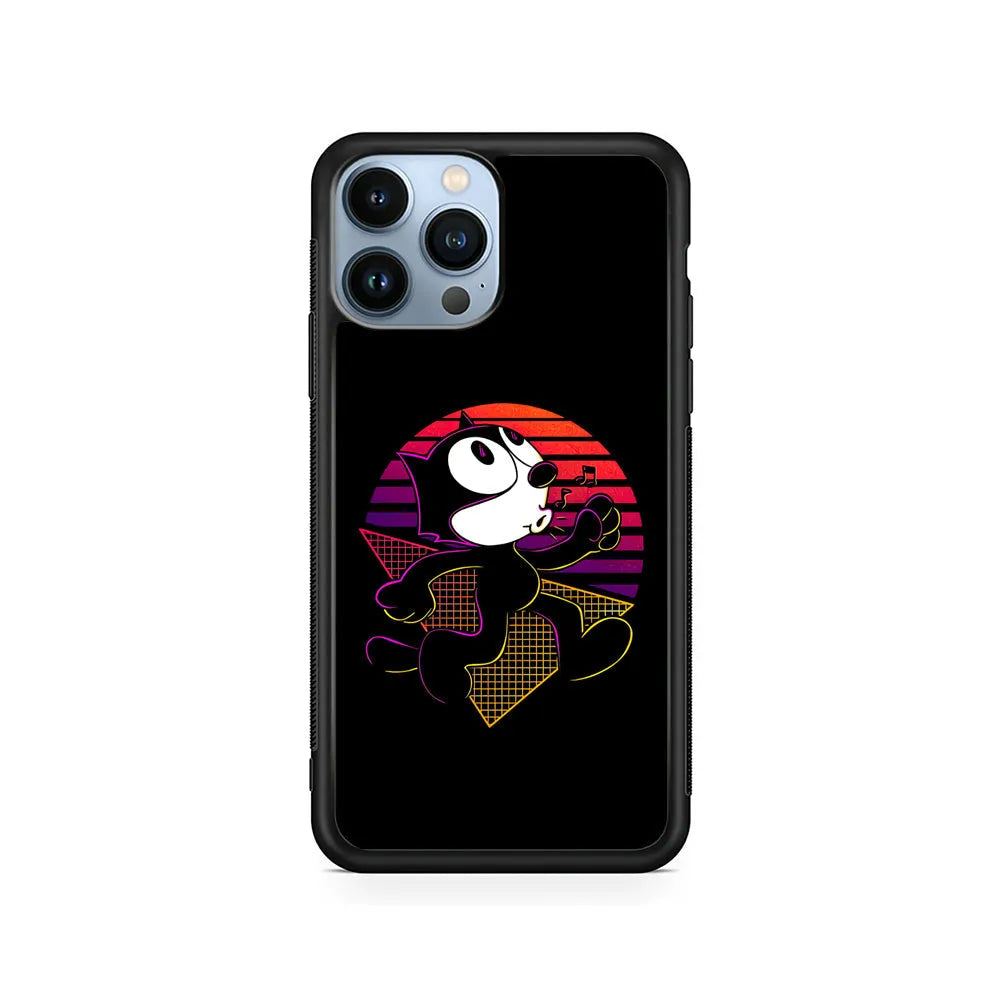 Felix The Cat Whistling iPhone 13 Pro Case-Rubber / Black (2D Case)-Xtracase