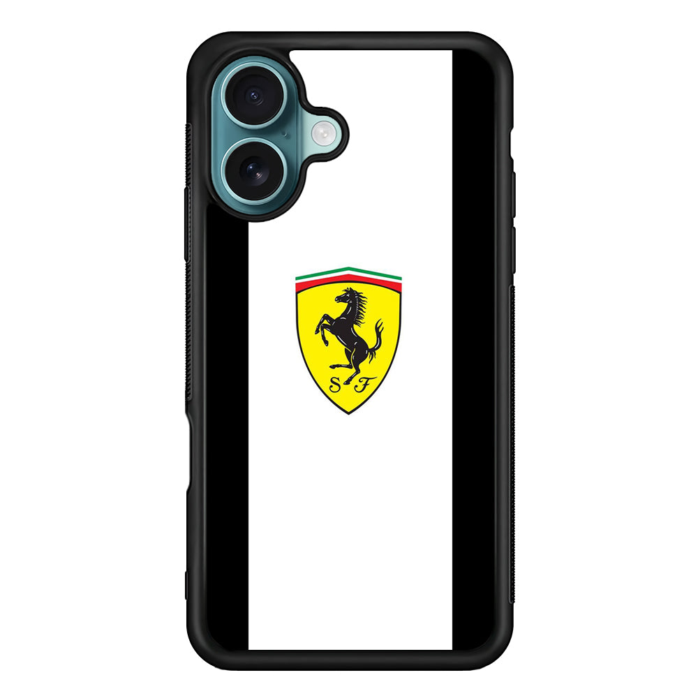Ferrari White Stripe Emblem iPhone 16 Plus Case - Xtracase
