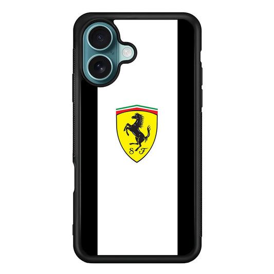 Ferrari White Stripe Emblem iPhone 16 Plus Case - Xtracase