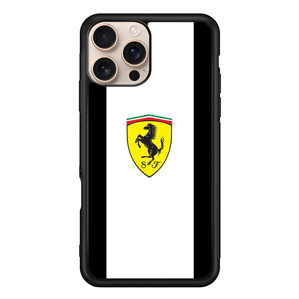 Ferrari White Stripe Emblem iPhone 16 Pro Case - Xtracase