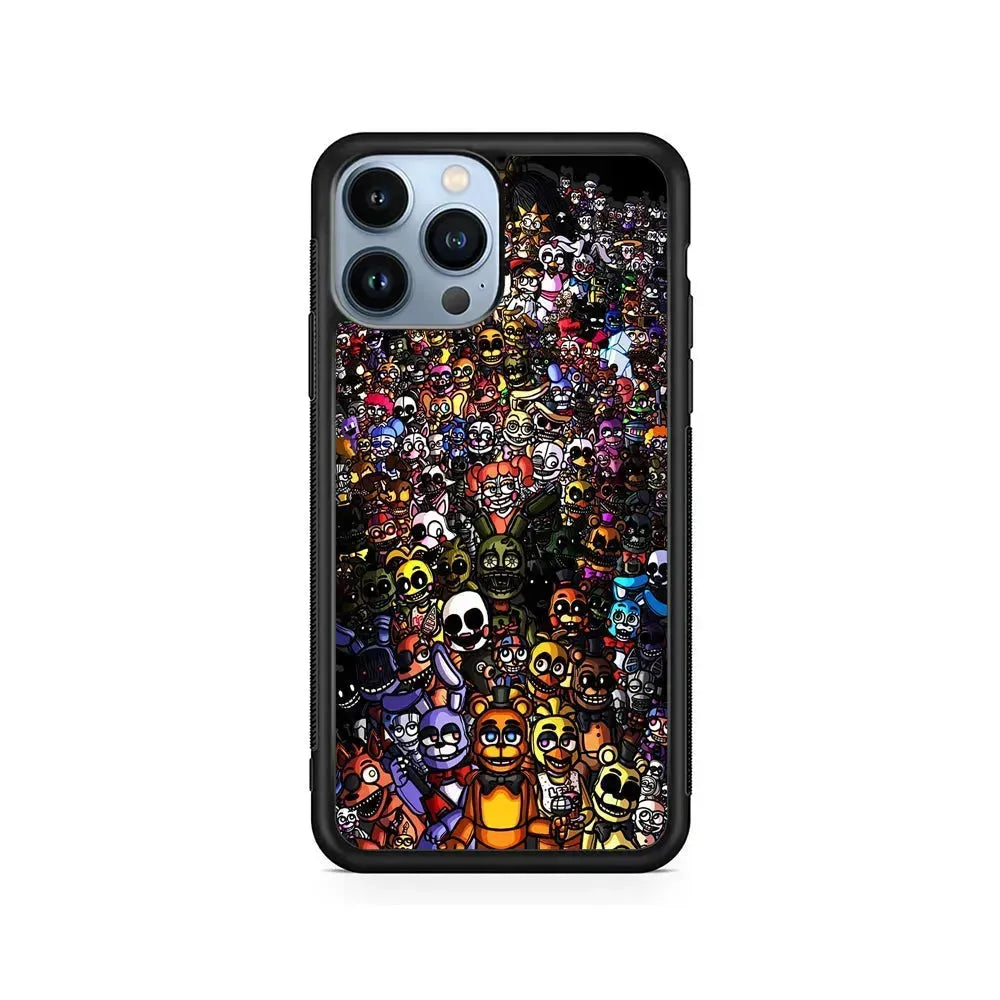 Five Nights at Freddy's Assemble iPhone 15 Pro Max Case-Rubber / Black (2D Case)-Xtracase