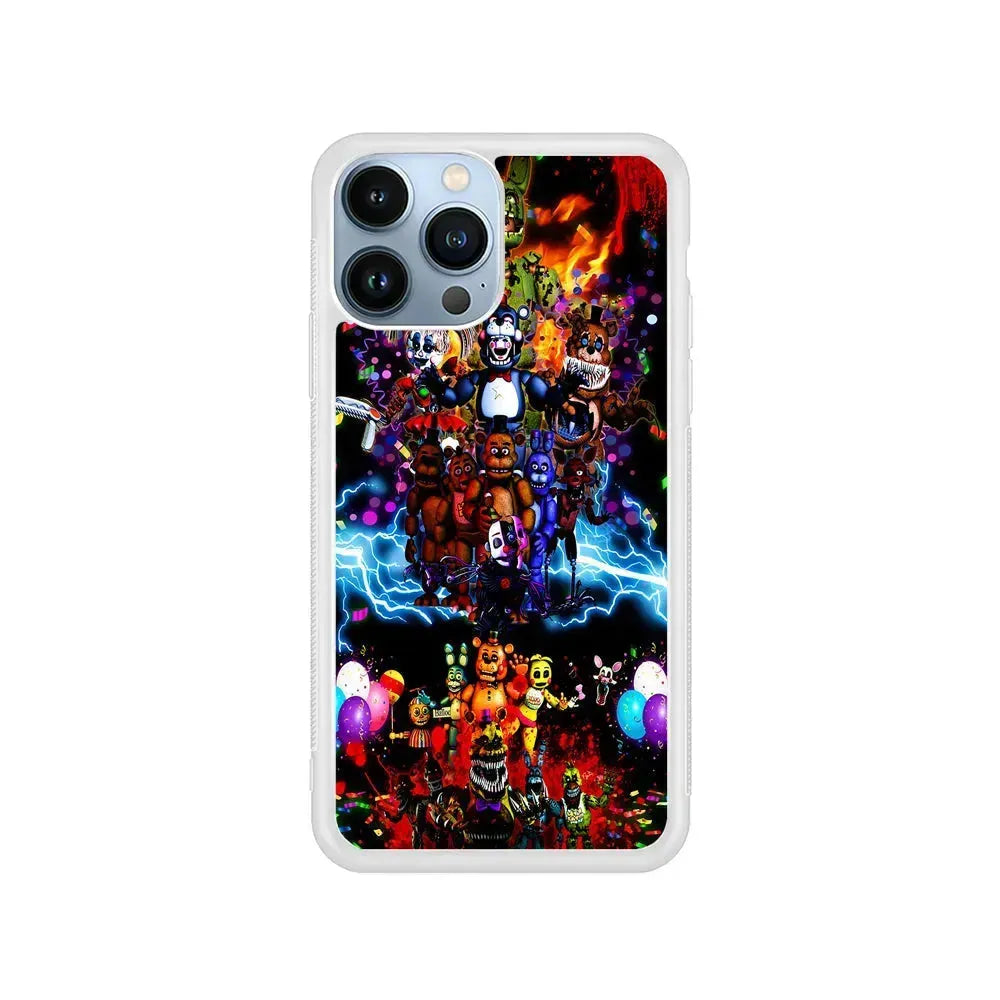 Five Nights at Freddy's Party iPhone 15 Pro Max Case-Rubber / White (2D Case)-Xtracase