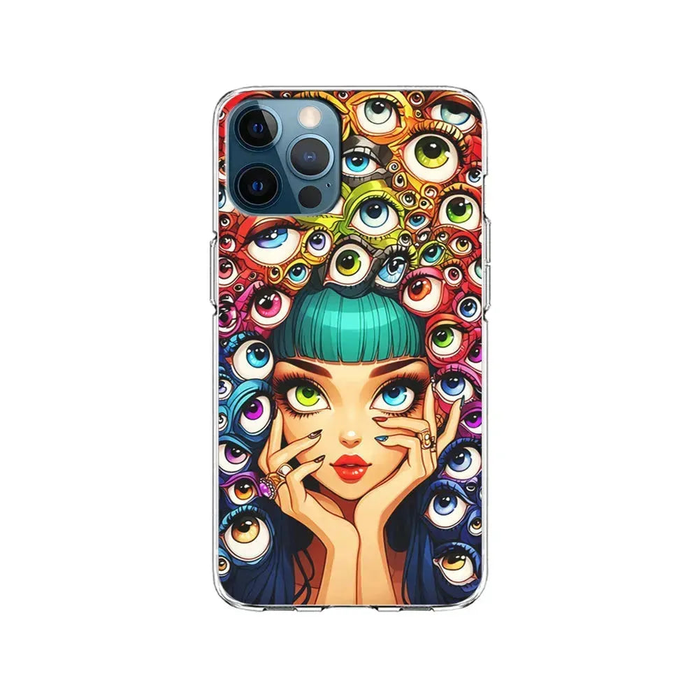 Flamboyant Girl with Many Eyes iPhone 15 Pro Max Case-Clear Soft Case-Xtracase
