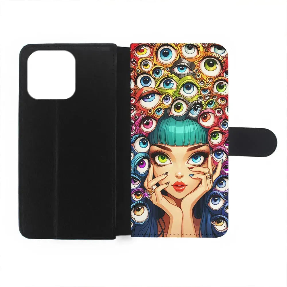 Flamboyant Girl with Many Eyes iPhone 15 Pro Max Case-Flip Wallet Case-Xtracase