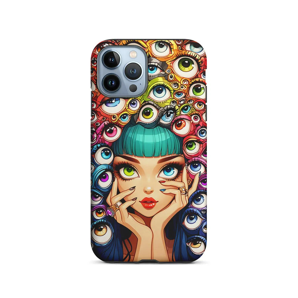 Flamboyant Girl with Many Eyes iPhone 13 Pro Max Case-2 in 1 Tough Case-Xtracase