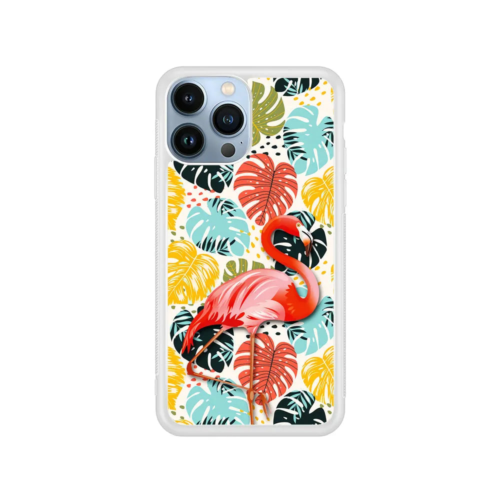 Flamingo Stand in Beauty iPhone 13 Pro Case-Rubber / White (2D Case)-Xtracase