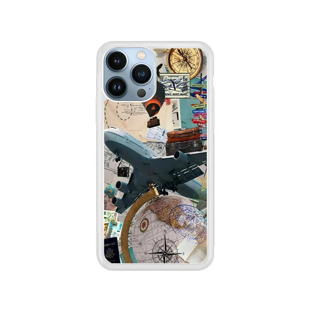 Flight Travel Vacation iPhone 15 Pro Max Case-Rubber / White (2D Case)-Xtracase