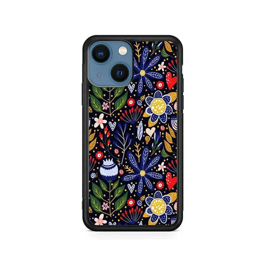 Flowers on a Dark Aesthetic iPhone 13 Mini Case-Rubber / Black (2D Case)-Xtracase