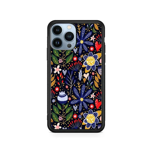 Flowers on a Dark Aesthetic iPhone 15 Pro Max Case-Rubber / Black (2D Case)-Xtracase