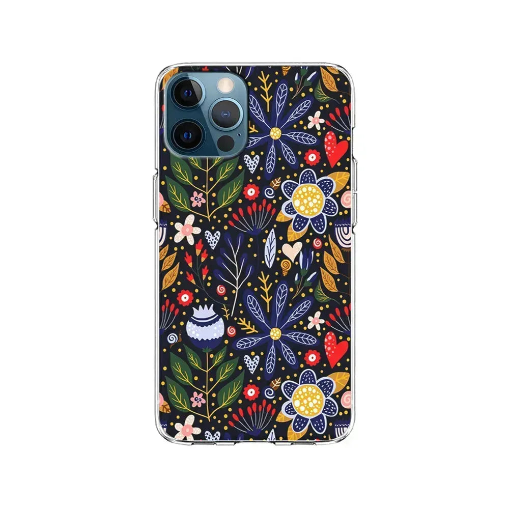 Flowers on a Dark Aesthetic iPhone 15 Pro Max Case-Clear Soft Case-Xtracase