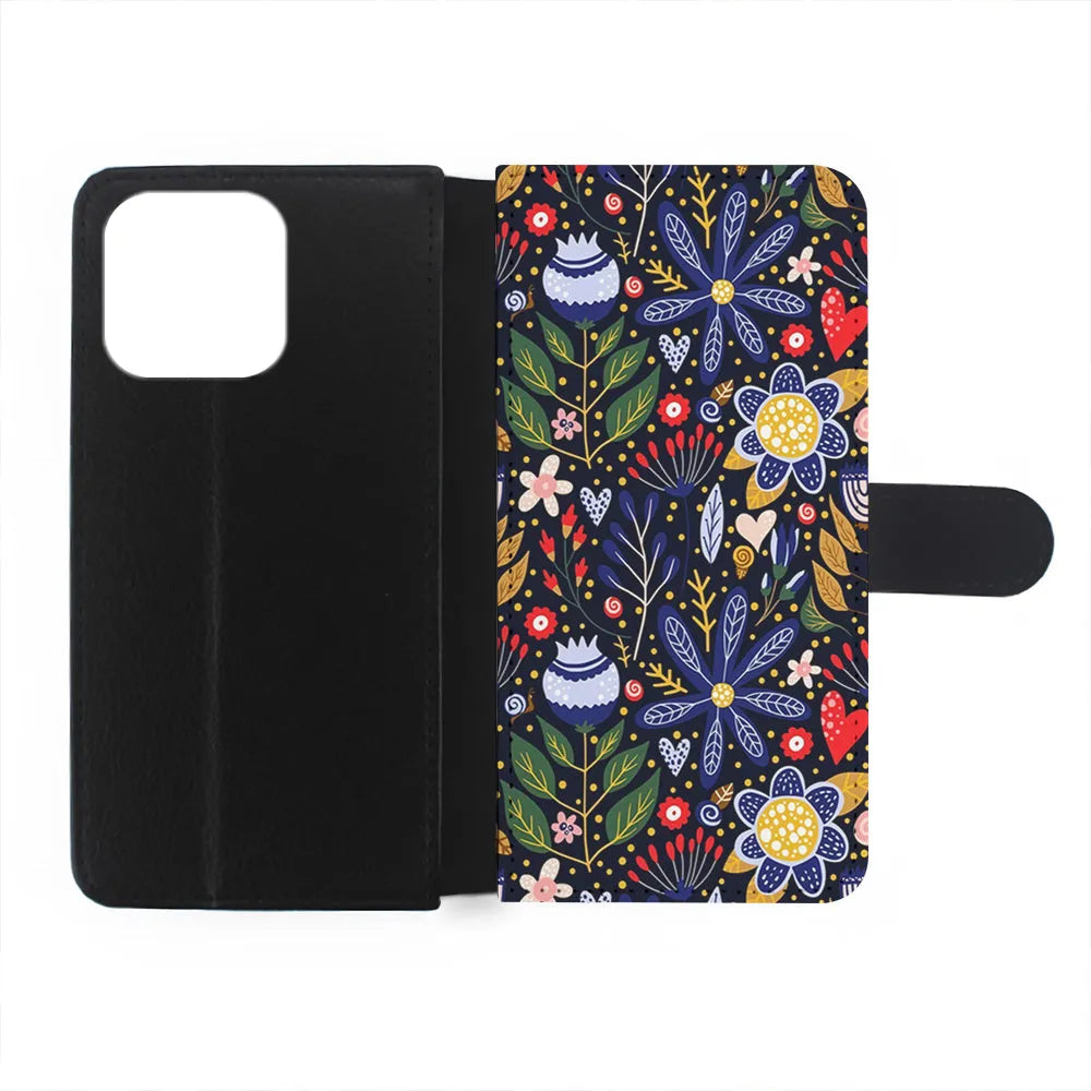 Flowers on a Dark Aesthetic iPhone 13 Pro Case-Flip Wallet Case-Xtracase