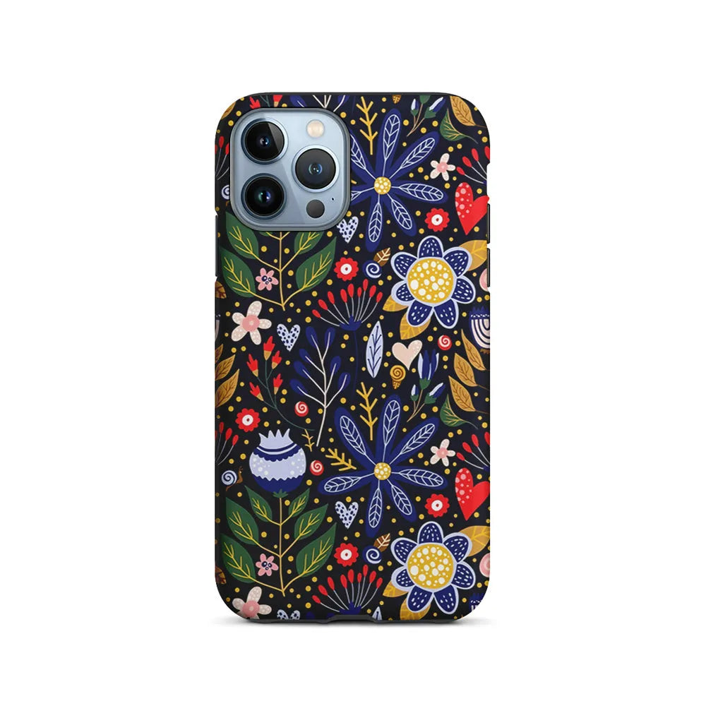Flowers on a Dark Aesthetic iPhone 13 Pro Case-2 in 1 Tough Case-Xtracase