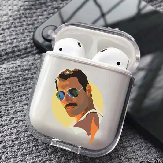 Freddie Mercury Pop Art Protective Clear Case Cover For Apple Airpods-Xtracase