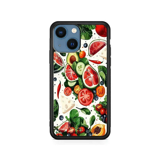 Fresh Organic Fruits and Vegetables iPhone 13 Mini Case-Rubber / Black (2D Case)-Xtracase