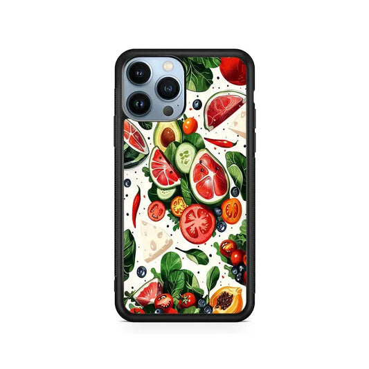 Fresh Organic Fruits and Vegetables iPhone 15 Pro Max Case-Rubber / Black (2D Case)-Xtracase