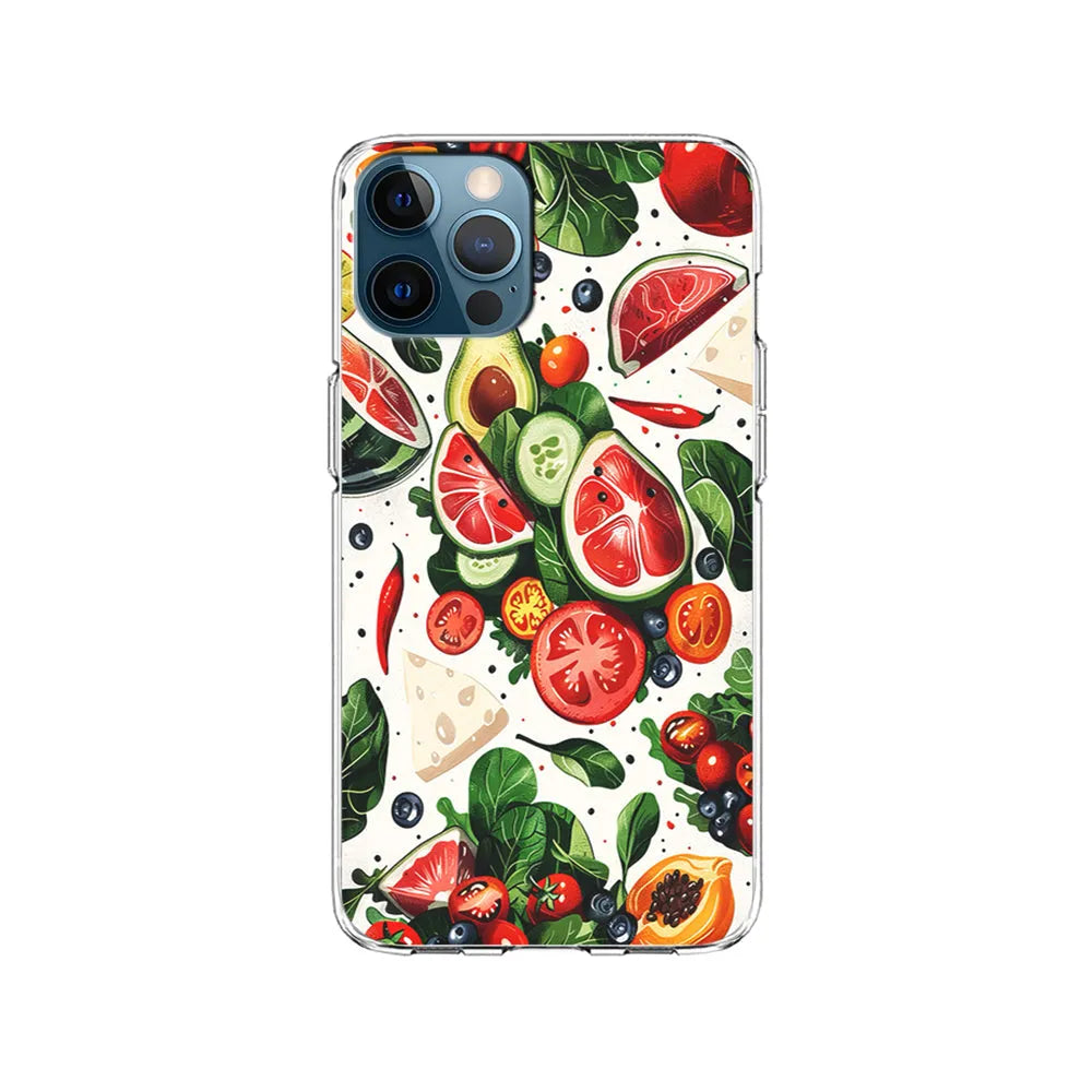 Fresh Organic Fruits and Vegetables iPhone 13 Pro Max Case-Clear Soft Case-Xtracase