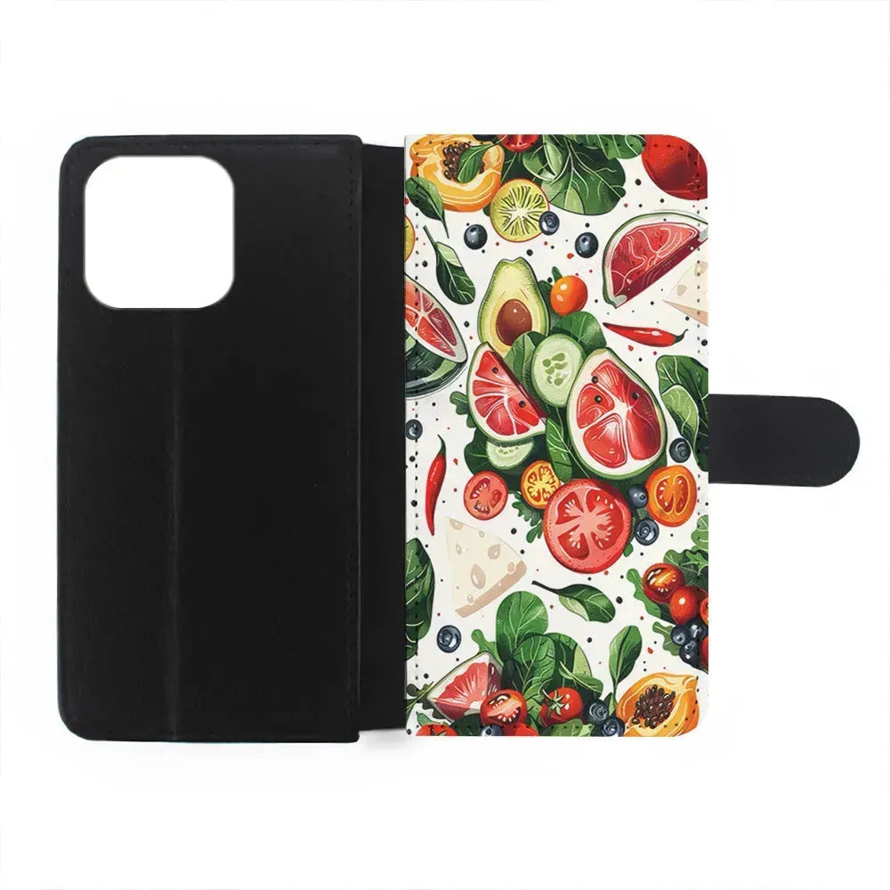 Fresh Organic Fruits and Vegetables iPhone 15 Pro Max Case-Flip Wallet Case-Xtracase