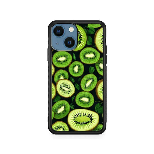 Fresh Organic Kiwi Fruit iPhone 13 Mini Case-Rubber / Black (2D Case)-Xtracase