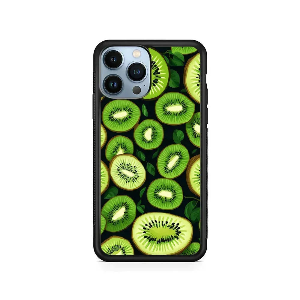 Fresh Organic Kiwi Fruit iPhone 15 Pro Max Case-Rubber / Black (2D Case)-Xtracase