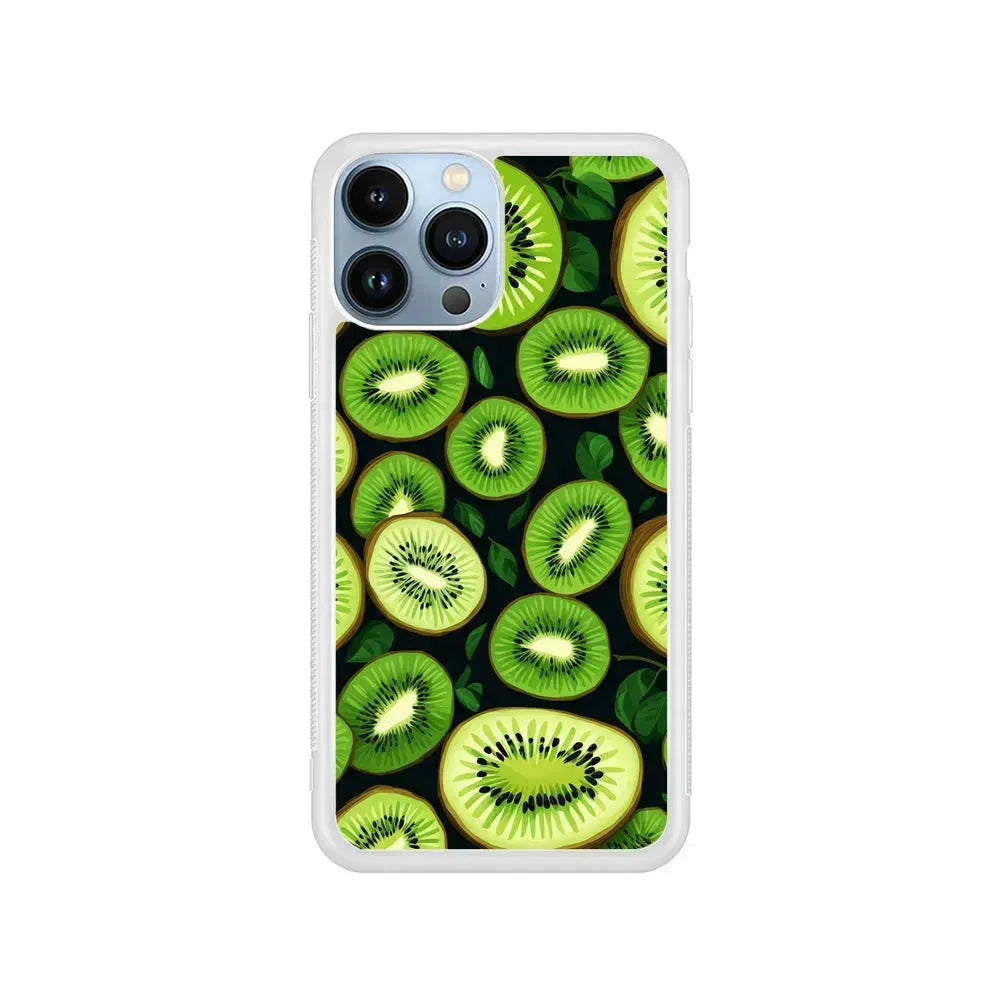 Fresh Organic Kiwi Fruit iPhone 15 Pro Max Case-Rubber / White (2D Case)-Xtracase