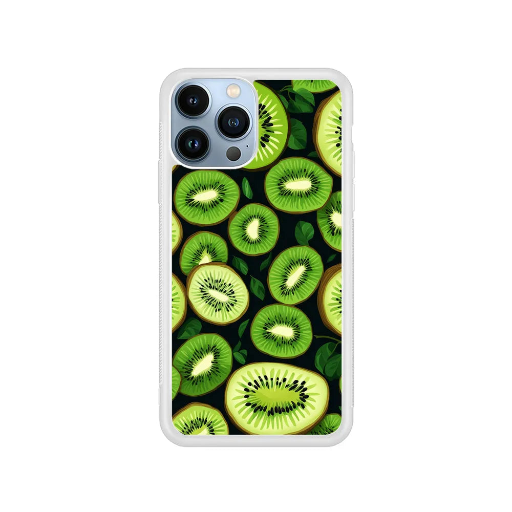 Fresh Organic Kiwi Fruit iPhone 13 Pro Case-Rubber / White (2D Case)-Xtracase