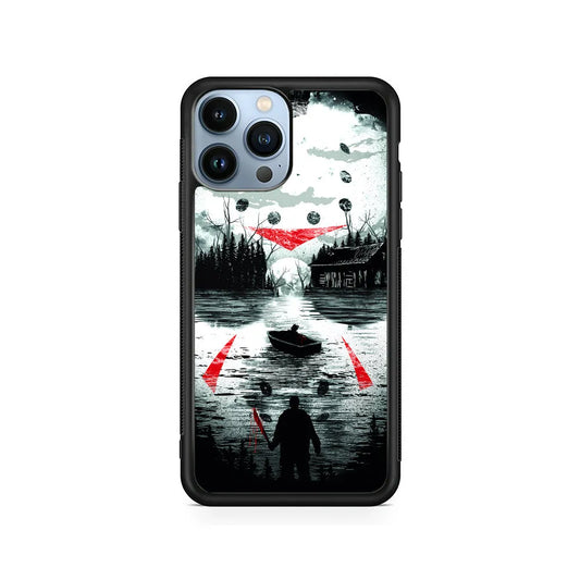 Friday the 13th Silhouette Mask iPhone 13 Pro Case-Rubber / Black (2D Case)-Xtracase