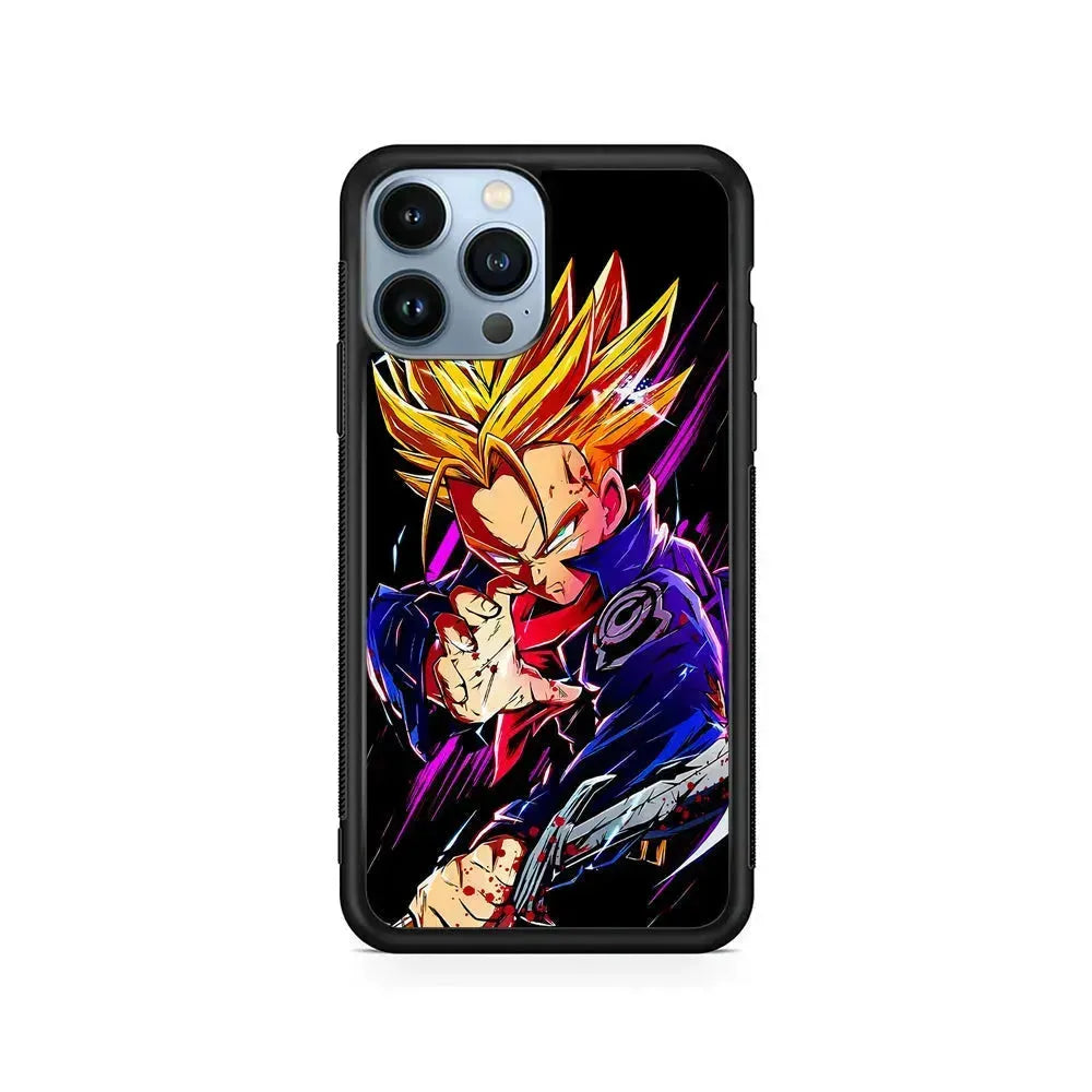 Future Trunks Dragon Ball Z iPhone 15 Pro Max Case-Rubber / Black (2D Case)-Xtracase