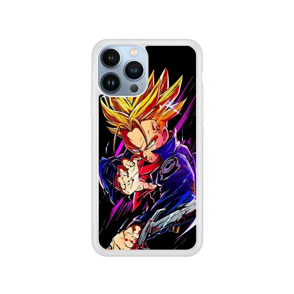 Future Trunks Dragon Ball Z iPhone 15 Pro Max Case-Rubber / White (2D Case)-Xtracase