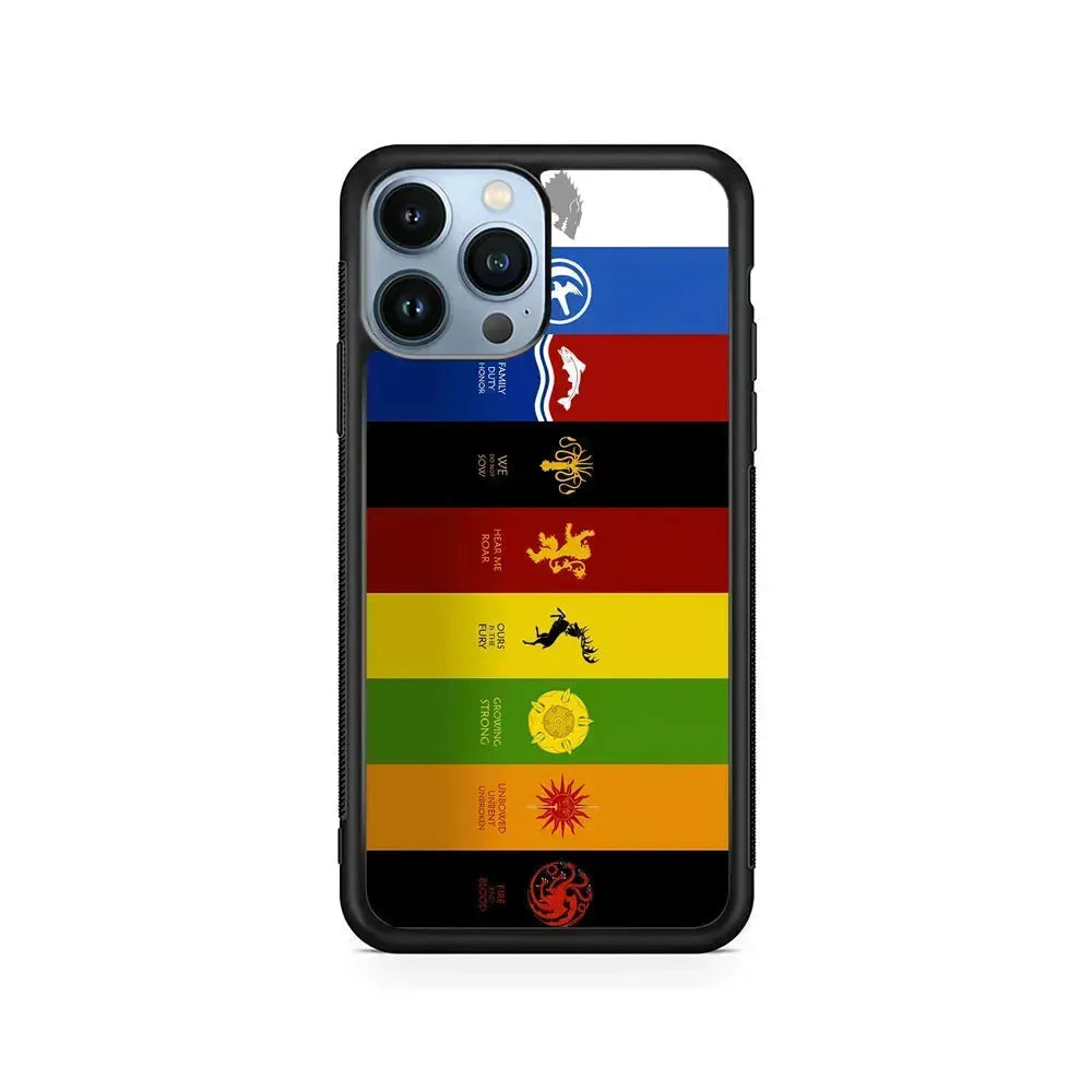 Game Of Thrones Flag Slogan iPhone 15 Pro Max Case-Rubber / Black (2D Case)-Xtracase